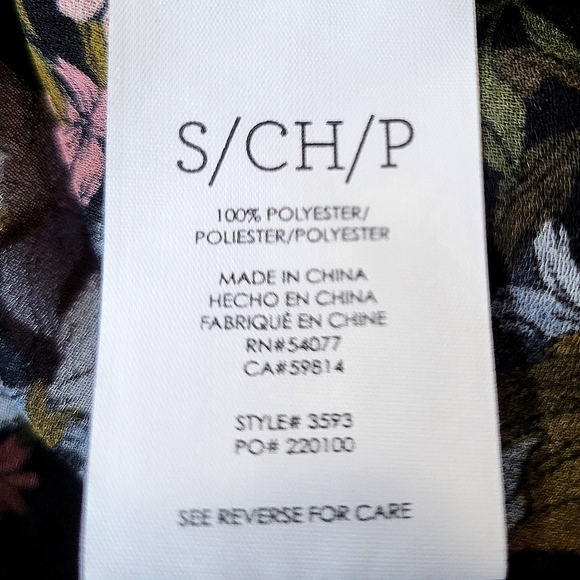 Cabi Women's Floral Sheer Button Up Ruffle Collar Blouse - Black and Blue-Size S - Picture 9 of 10